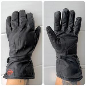 Harley-Davidson Women’s Lined Black Leather Moto TouchScreen Gauntlet Gloves M